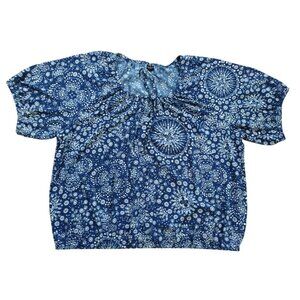 Torrid Womens Blue Floral Boho Short Sleeve Top Size 3 Plus.